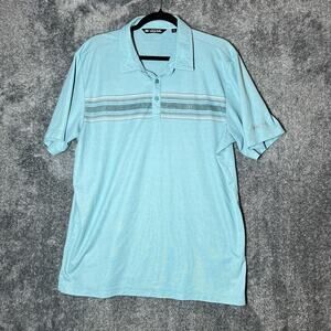 Travis Mathew Polo Shirt Mens XL Blue Shadow Creek Golf Striped Performance Peru
